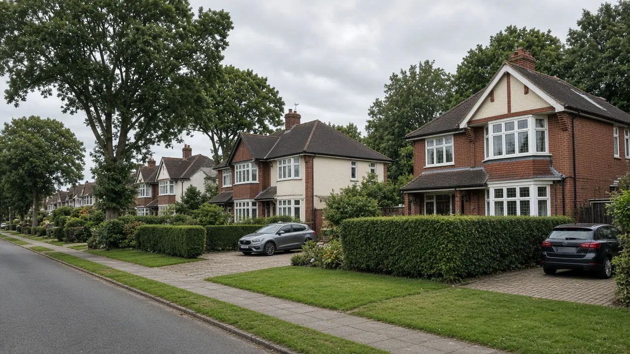 Example image: a tree-lined street of detached and large semi-detached houses in Nunthorpe
